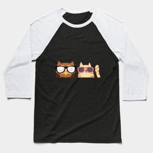 a cat and an owl Baseball T-Shirt